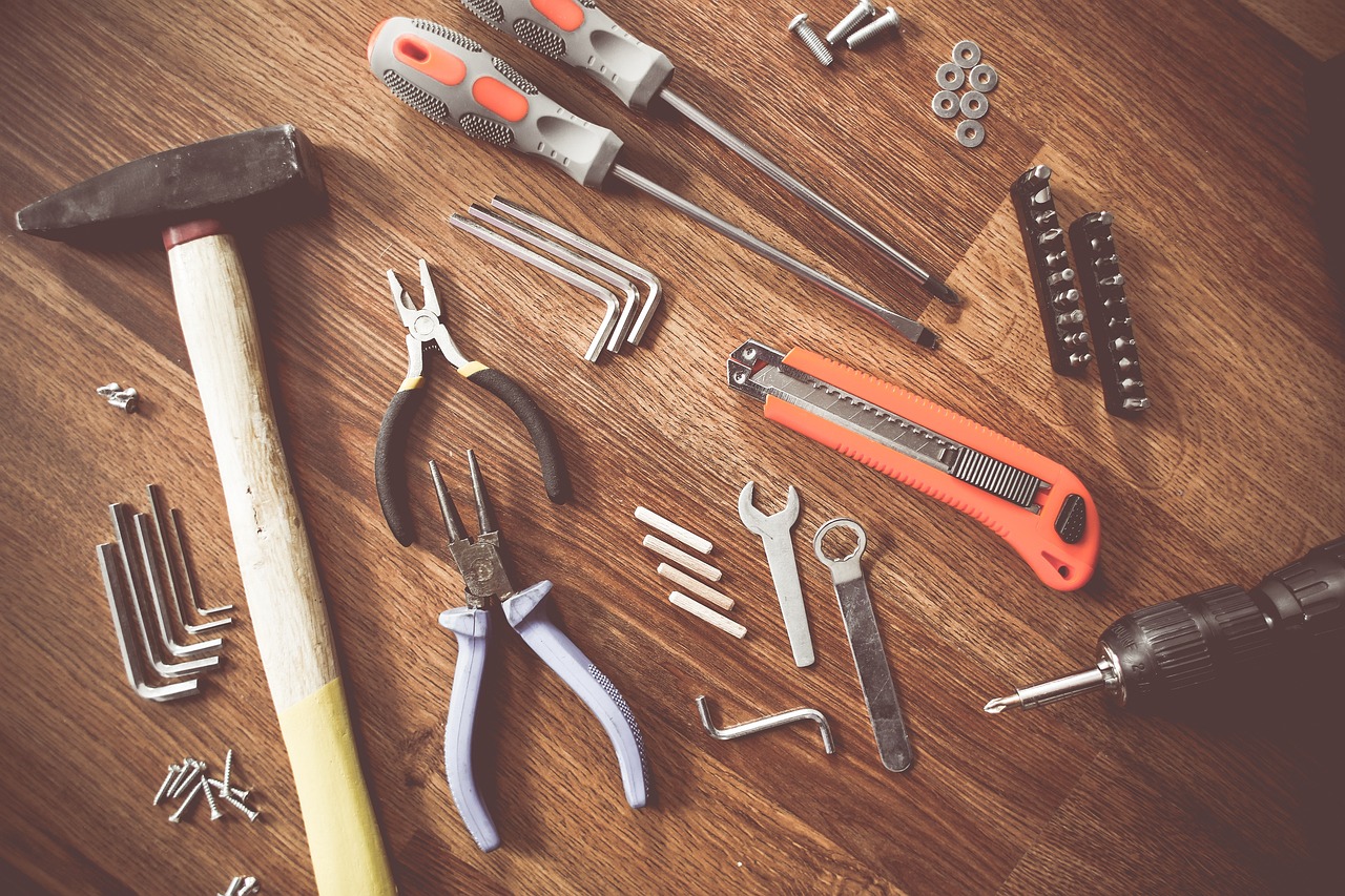 A set of tools on a table.