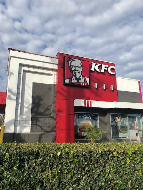 The side of a KFC restaurant.